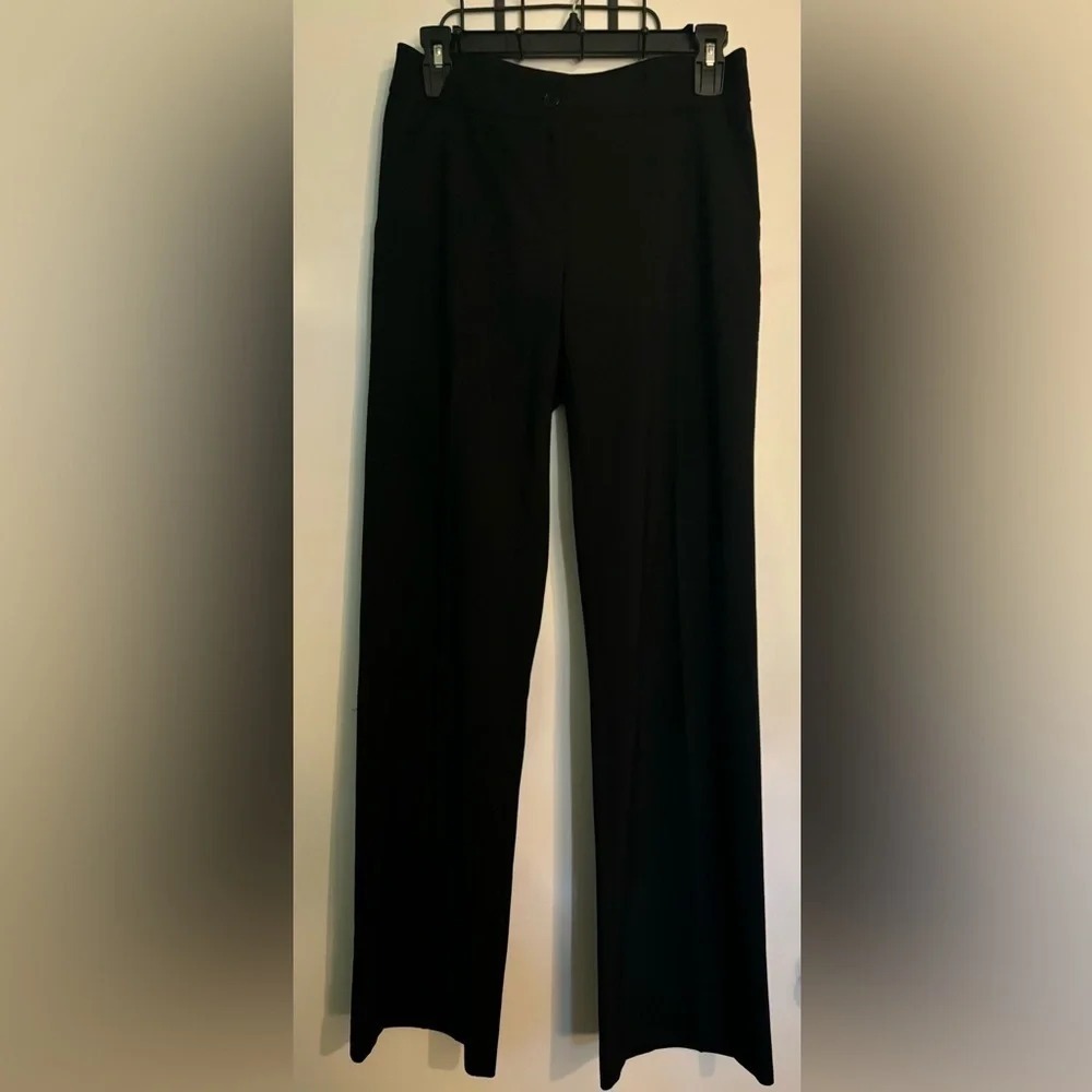 Trina Turk Womens Sz 2 Black Button Zip 4 Pocket Wide Leg Pant Made in 🇺🇸